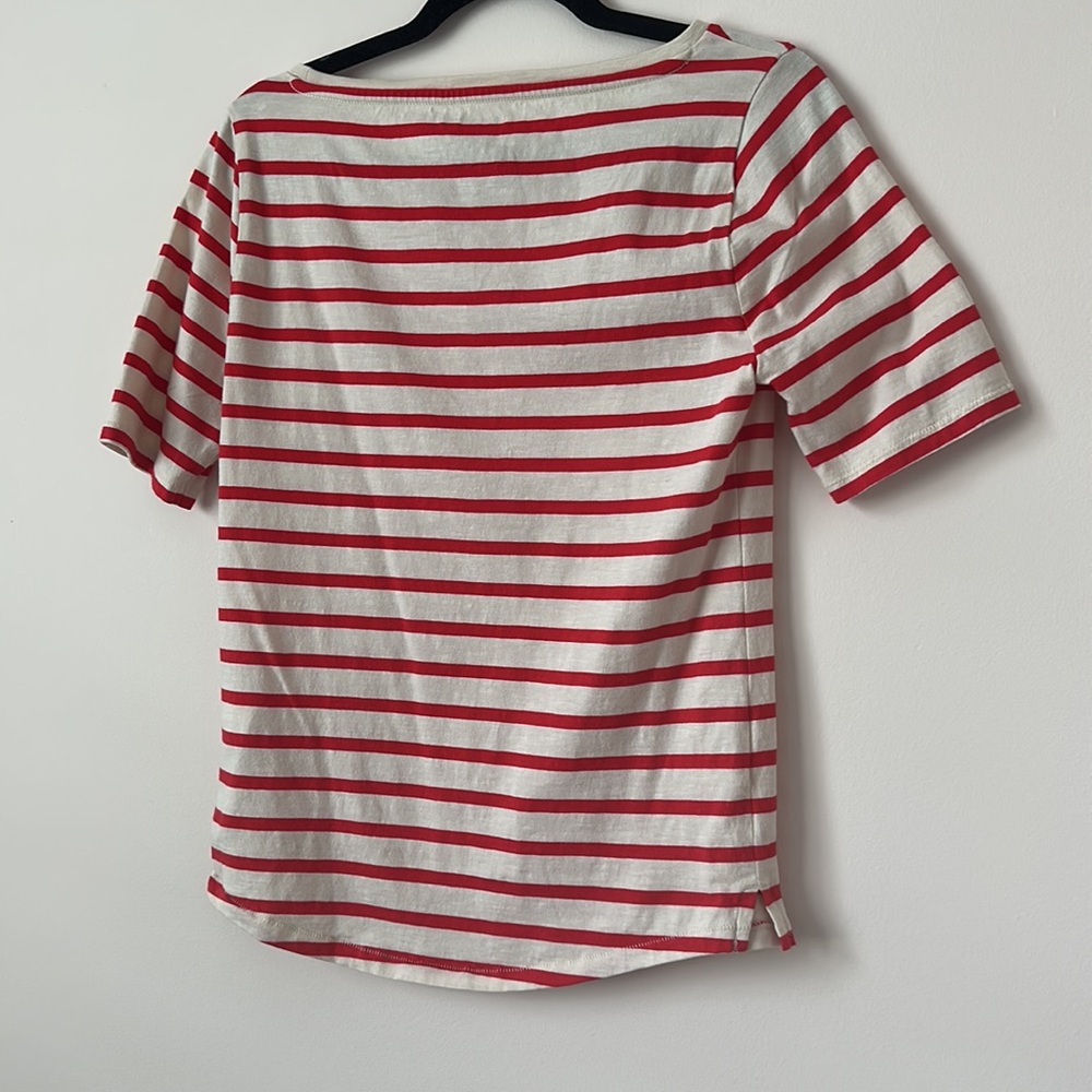 J Crew Organic Red Striped Tee - Picture 4 of 6